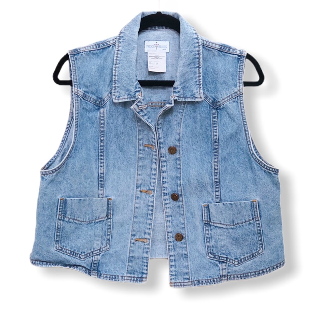 French Dress Denim Vest - VINTAGE - size 14